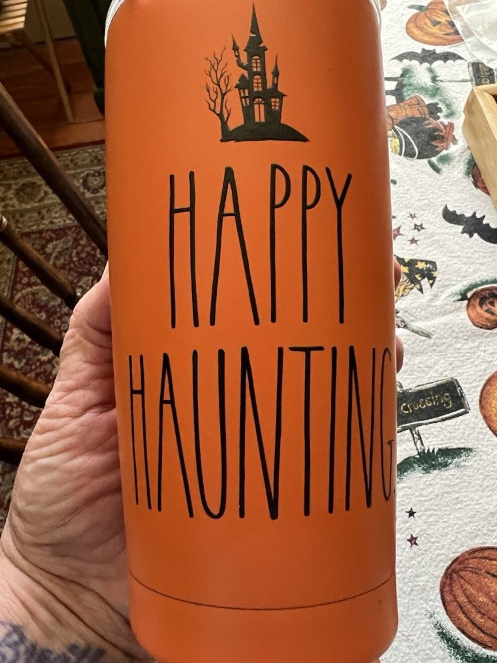 Rae Dunn Insulated Tumbler Happy Haunting Black & Oarnge 17ozStainless Steel